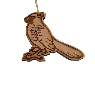 A Hug Sent from Heaven  - Raw Cedar Cardinal Ornament