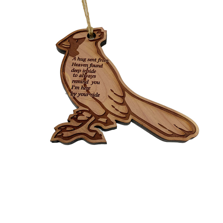 A Hug Sent from Heaven  - Raw Cedar Cardinal Ornament