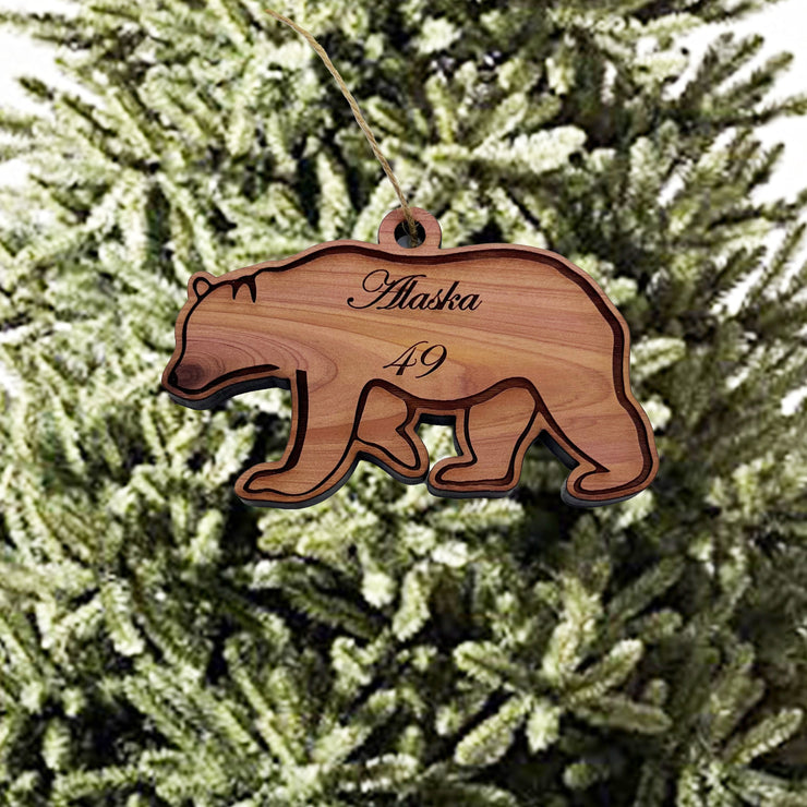 Alaska 49 with Bear - Cedar Ornament