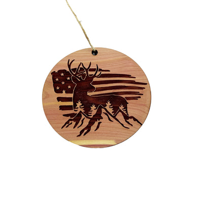 American Deer Flag - Cedar Ornament