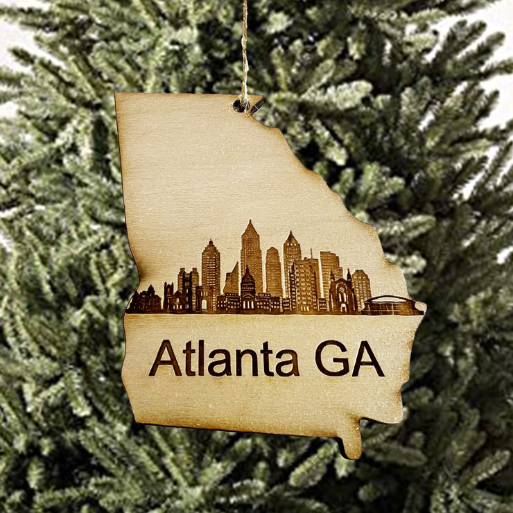 Ornament - Atlanta GA Skyline - Raw Wood Ornament
