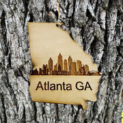 Ornament - Atlanta GA Skyline - Raw Wood Ornament