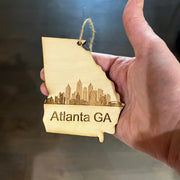 Ornament - Atlanta GA Skyline - Raw Wood Ornament