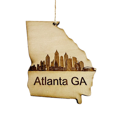 Ornament - Atlanta GA Skyline - Raw Wood Ornament