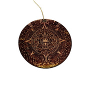 Aztec Mayan Calendar - Cedar Ornament