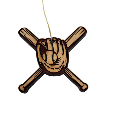 Baseball Bat and Glove - Cedar Ornament