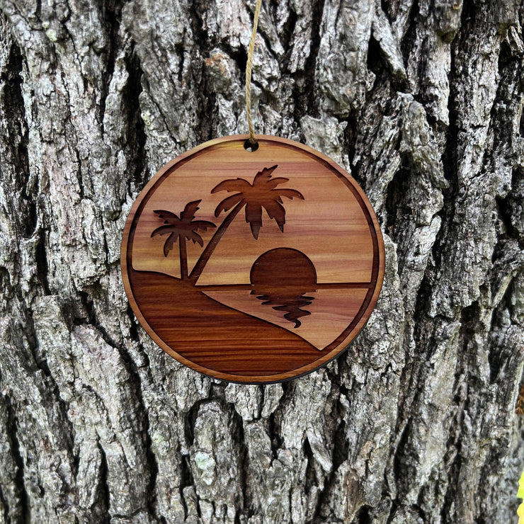 Beach Sunrise - Cedar Ornament