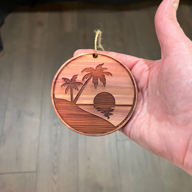 Beach Sunrise - Cedar Ornament