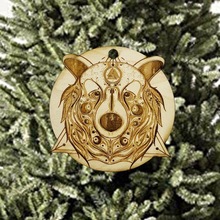 Ornament - Bear Valknut - Raw Wood