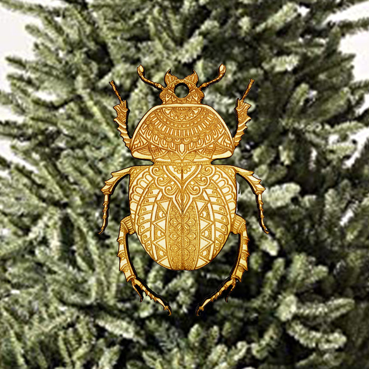 Ornament - Beetle - Raw Wood