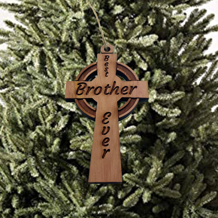 Best Brother Ever Celtic Cross - Cedar Ornament