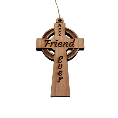 Best Friend Ever Celtic Cross - Cedar Ornament