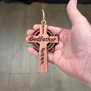 Best Godfather Ever Celtic Cross - Cedar Ornament
