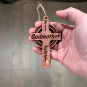 Best Godmother Ever Celtic Cross - Cedar Ornament