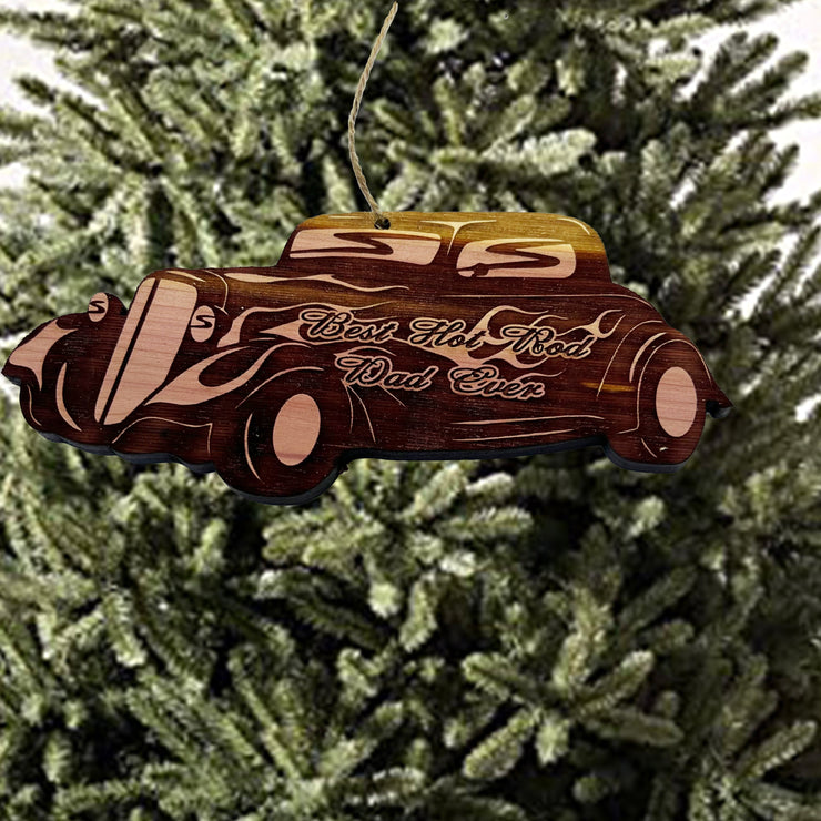 Best Hot Rod Dad Ever 34 Coupe - Cedar Ornament