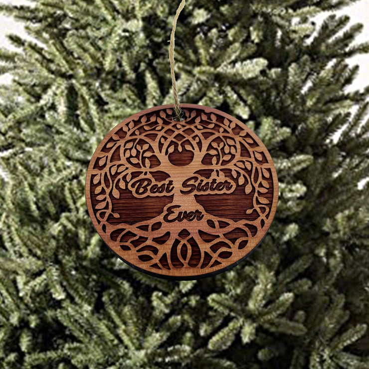 Best Sister Ever Celtic Tree of Life - Cedar Ornament