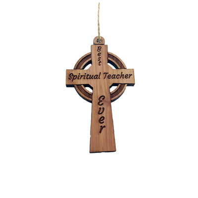Best Spiritual Teacher Ever Celtic Cross - Cedar Ornament