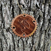 Biker and Chainring - Cedar Ornament