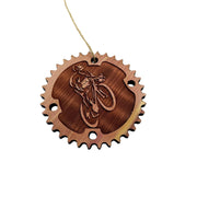 Biker and Chainring - Cedar Ornament