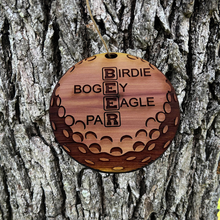 Birdie Bogey Eagle Par - Cedar Ornament