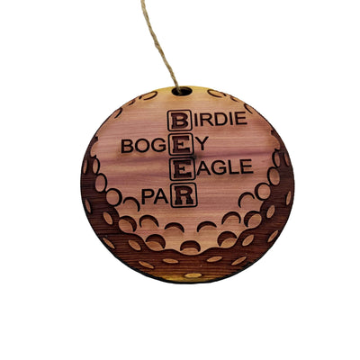 Birdie Bogey Eagle Par - Cedar Ornament