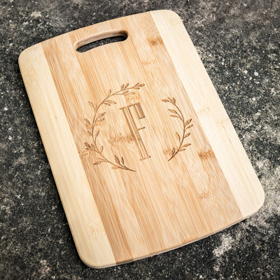 Personalized Branches with Initial Cutting Board 14''x9.5''x.5'' Bamboo