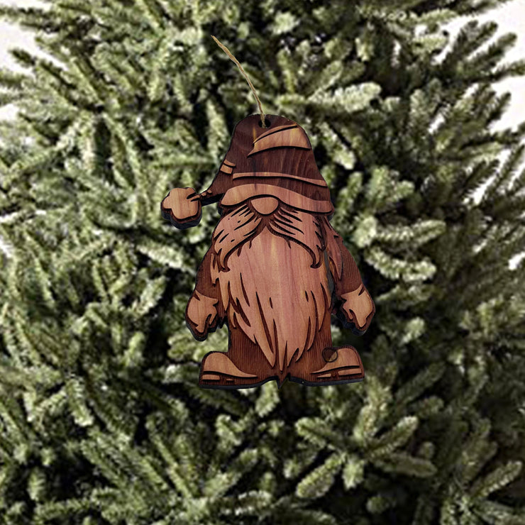 Christmas bearded gnome - Cedar Ornament