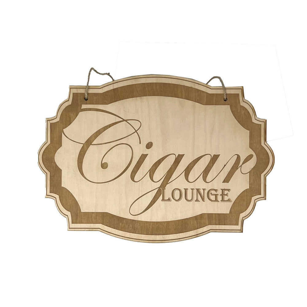 HipFlaskPlus Cigar Lounge raw wood door sign