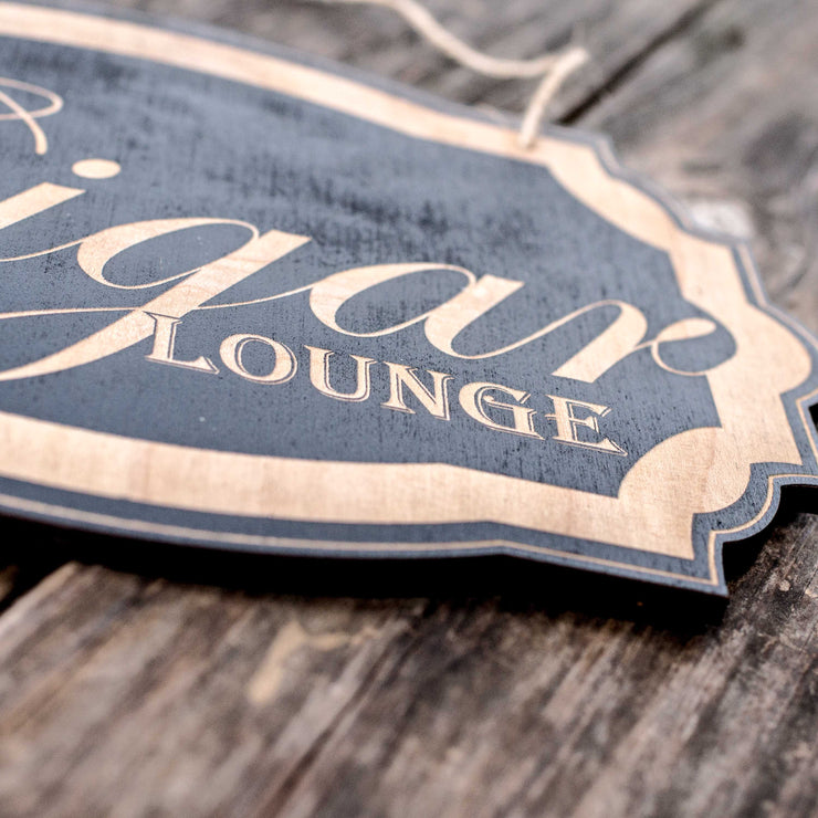 Cigar Lounge - Black Door Sign 7x9.5in