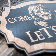 Come In Let's Play - Black Door Sign