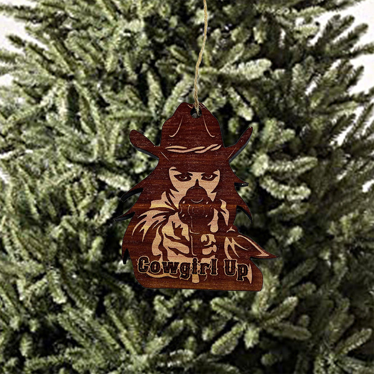 Cowgirl Up - Cedar Ornament