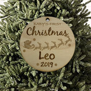 Custom Babys First Christmas Ornament - Raw Wood