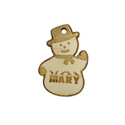 Custom Snowman With Name Ornament - Raw Wood