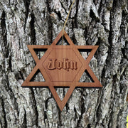 Custom PERSONALIZED Star of David With your Name - Cedar Ornament