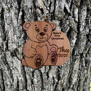 Customized PERSONALIZED Babies First Christmas Teddy Bear - Cedar Ornament
