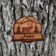 Customized PERSONALIZED Elk with your name - Cedar Ornament