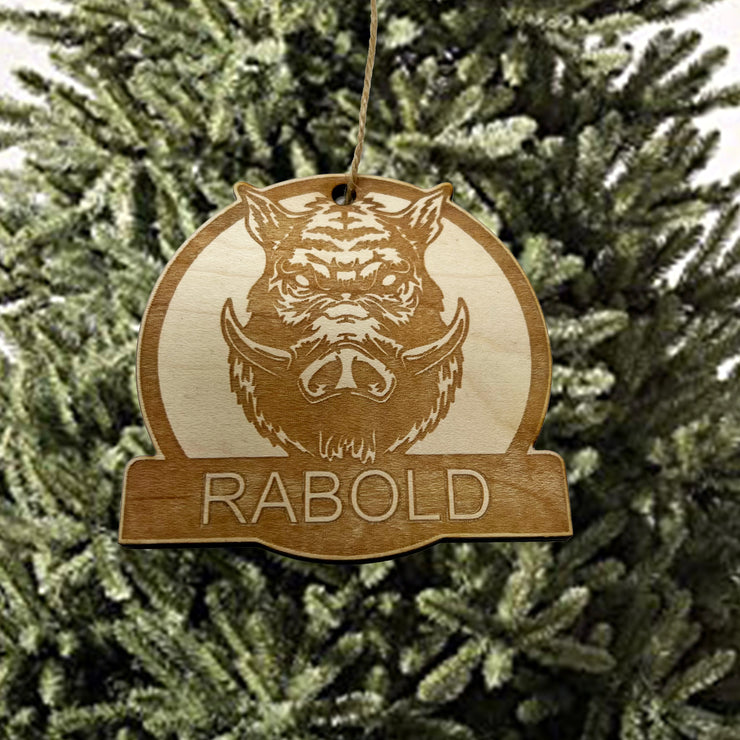 Ornament - Customized Personalized Wild Boar Head - Raw Wood
