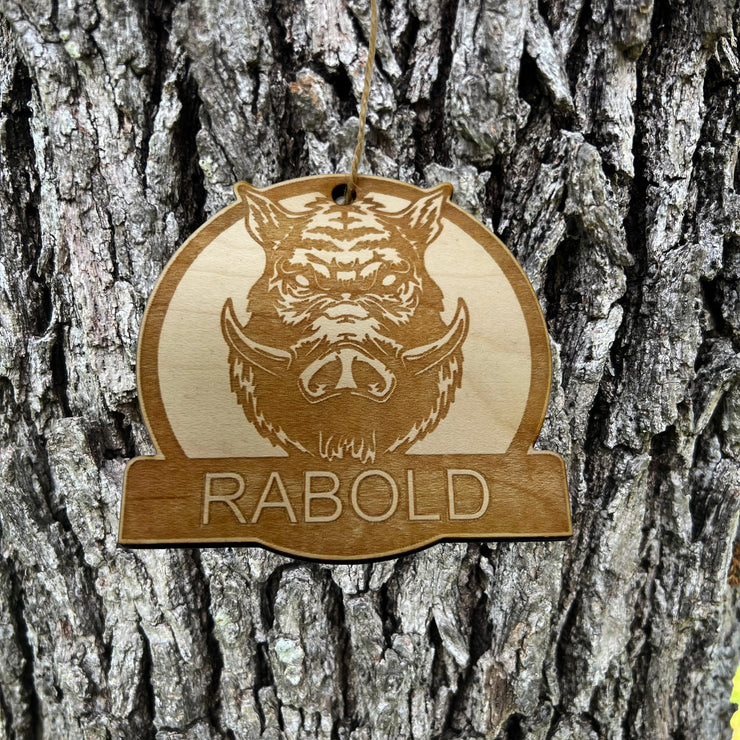 Ornament - Customized Personalized Wild Boar Head - Raw Wood