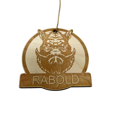 Ornament - Customized Personalized Wild Boar Head - Raw Wood