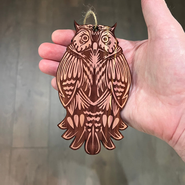 Cute Owl - Cedar Ornament