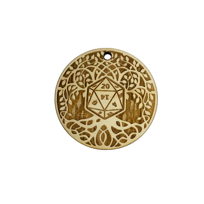 D20 Celtic Tree of Life Ornament - Raw Wood