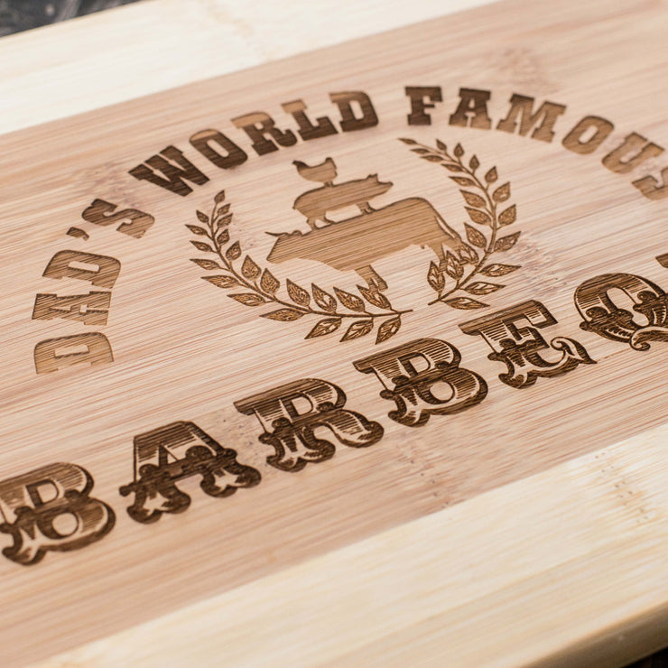 Dad's World Famous Barbeque - Cutting Board 14''x9.5''x.5'' Bamboo