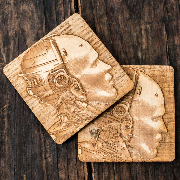 Dead or Alive Coaster Set of two 4x4in Raw Wood