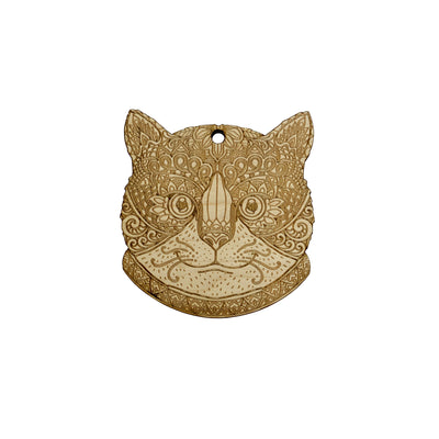 Decorative Cat Ornament - Raw Wood