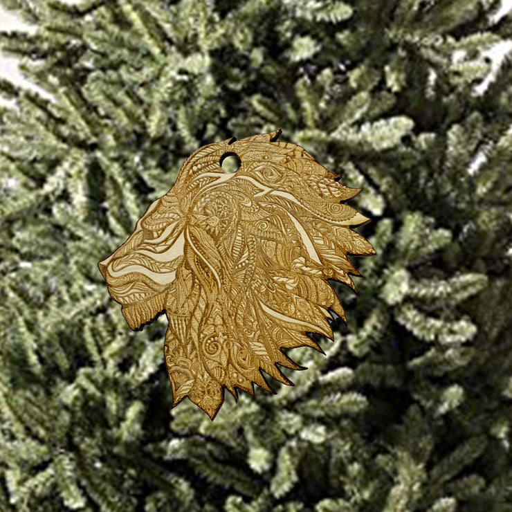 Ornament - Decorative Lion - Raw Wood