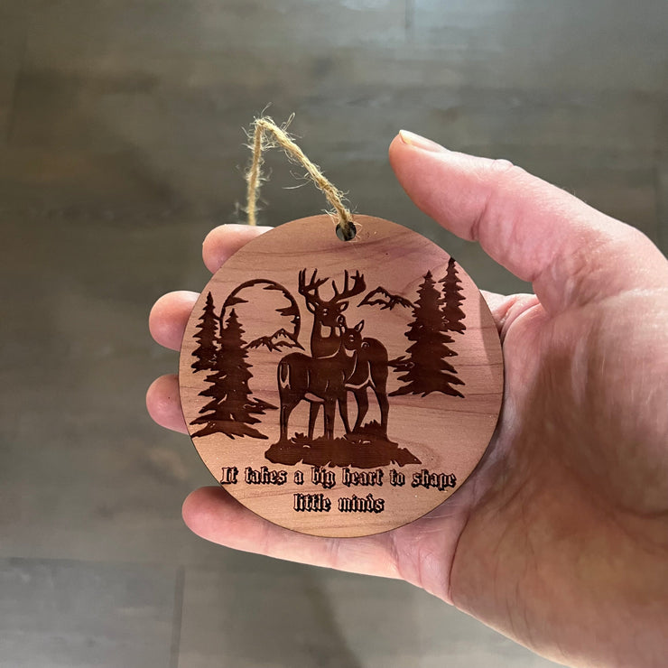 Deer Mountain It takes a big heart - Cedar Ornament