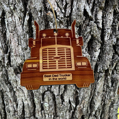 Diesel Best Dad Trucker in the world - Cedar Ornament