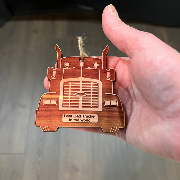 Diesel Best Dad Trucker in the world - Cedar Ornament