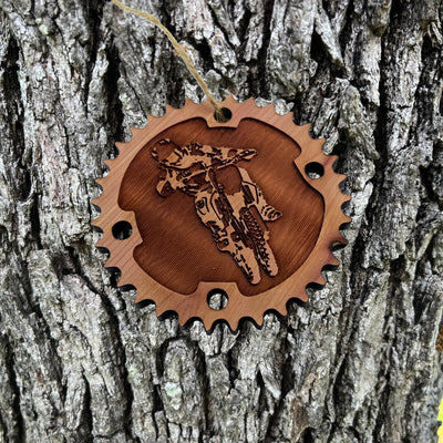 Dirtbike and Chainring - Cedar Ornament