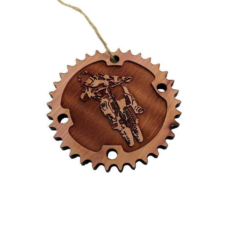 Dirtbike and Chainring - Cedar Ornament